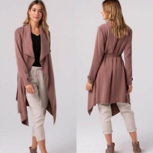 Francesca's Mauvy Plum Knit Belted Cardigan Duster Sz Small NWT Bohemian - Picture 1 of 11